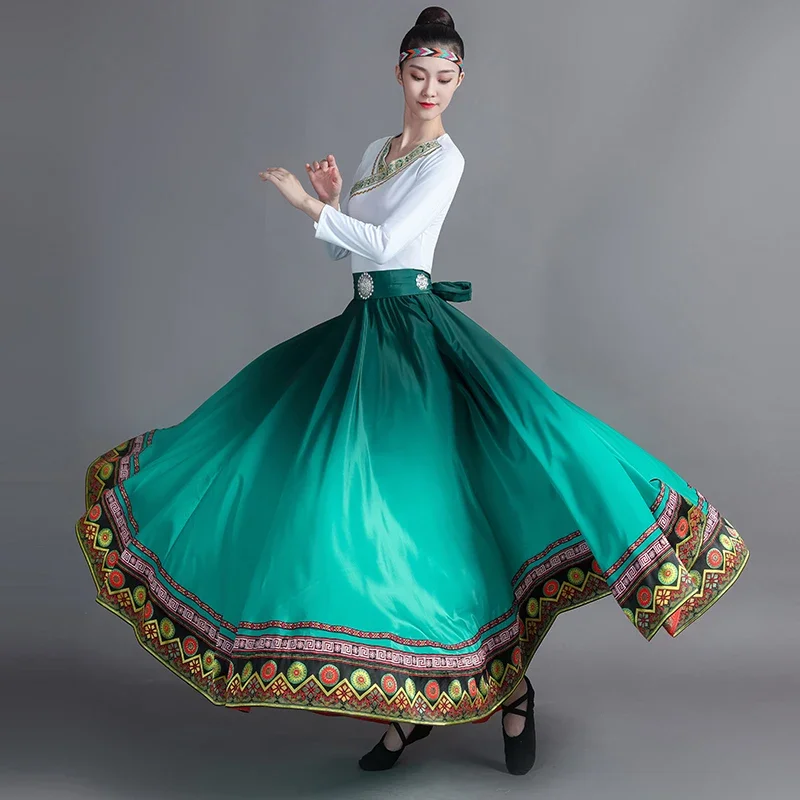 Tibetan Dance Costume Art Test Skirt National Traditional Costume Female National Dance Tibetan Practice Clothes Mongolian Dance