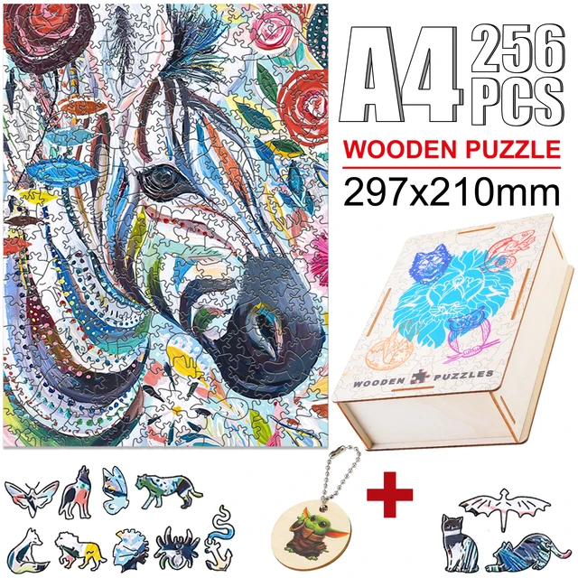 Bajeczne drewniane Puzzle z motywem zwierzęcym piękne Zebra gry-układanki  fantazyjne DIY rysunek ciekawe drewniane zabawki