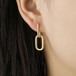 New 925 Sterling Silver Geometric Oval Hoop Earrings for Women Simple Metal Style Detachable Earrings for Women Jewelry Gifts