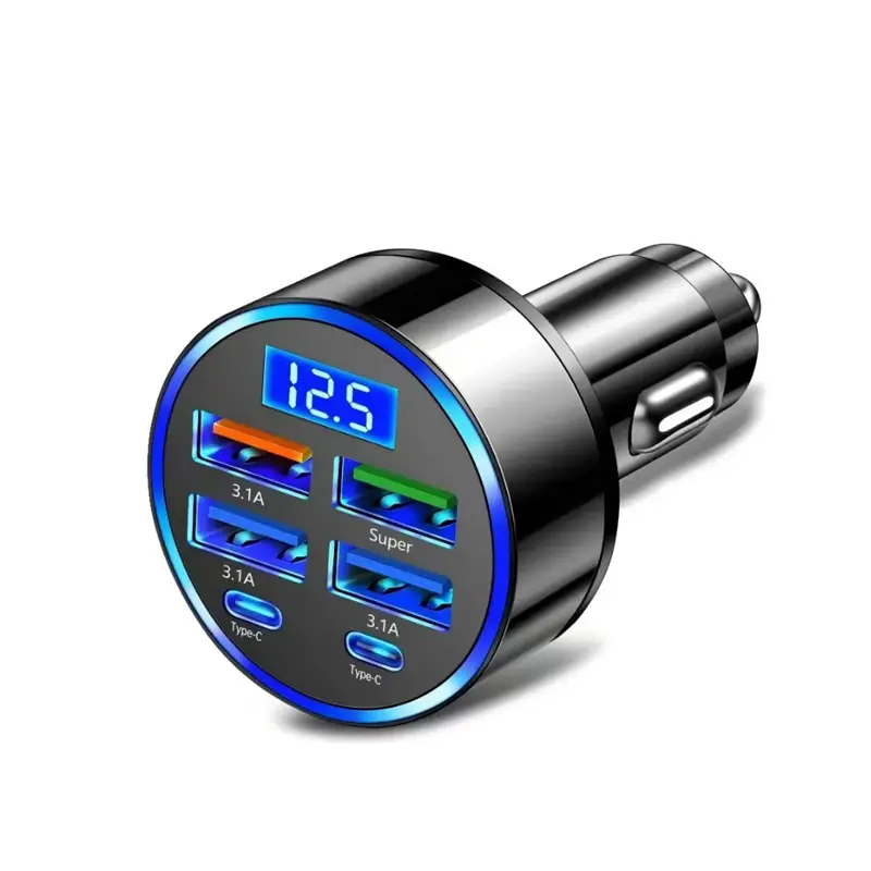 300W 6 Ports Car Charger Fast Charging PD/QC/SCP/FCP/AFC/PSS Car Cigarette Lighter Flash Charge with Digital Display - Image 7