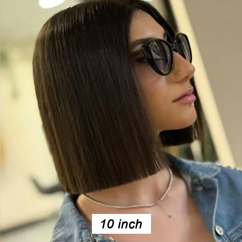 Parrucche Bob in Capelli Veri Grezzi 13x4/5x5 HD Lace Wig, Capelli Umani Lisci Effetto Osseo, Super Double Drawn, Densità 250%, Nodi Sbiancati - immagine 3