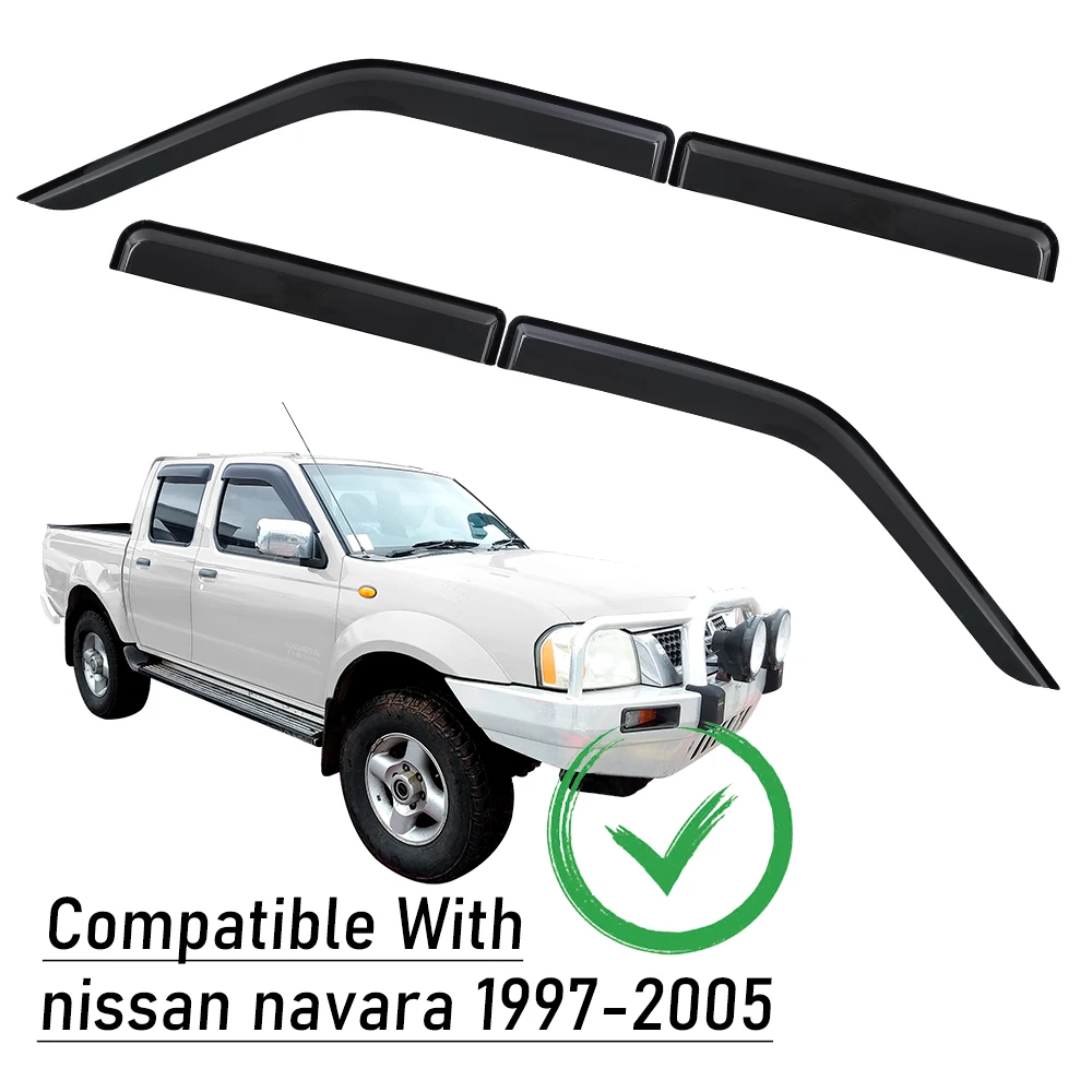 Car Styling 4PCS/Set Window Visor Weathershield for Nissan Navara D22 1997-2005 Double Cab Door Sun Rain Guard  Wind Deflector