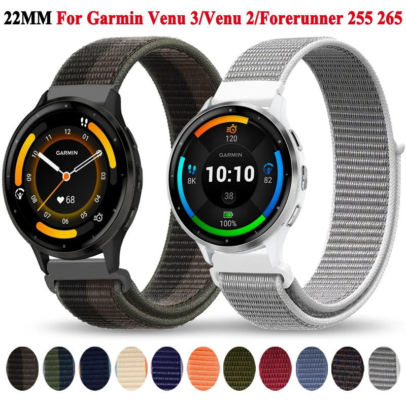 Cinturino Per Orologio In Nylon Da 22Mm Per Cinturino Garmin Venu 3 2 Smartwatch Per Garmin Forerunner 255 Forerunner 265 Vivoactive 4 Bracciale