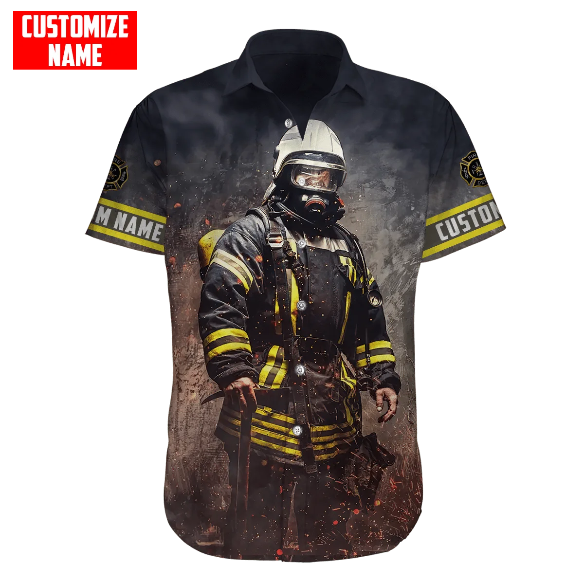 Hawaiian strand sommer kurzarm hemd Anpassen Name Brave Feuerwehrmann 3D Gedruckt Herren Hemd Casual Harajuku T-shirts DXC01 – Detail 10