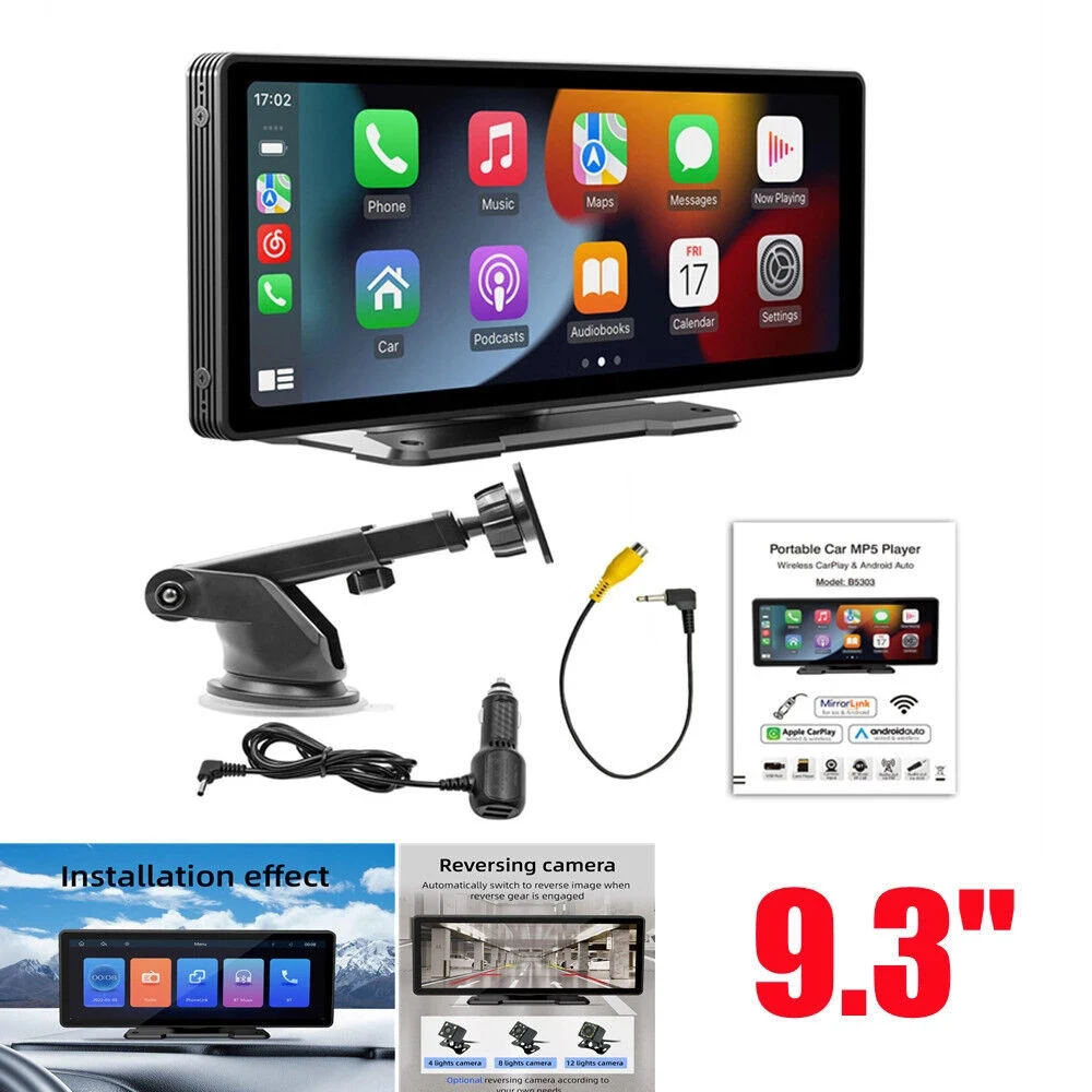 

Universal Portable 9.3" Screen Car Radio Multimedia Video MP5 Player Wireless Carplay Screen for Apple or Android Bluetooth USB