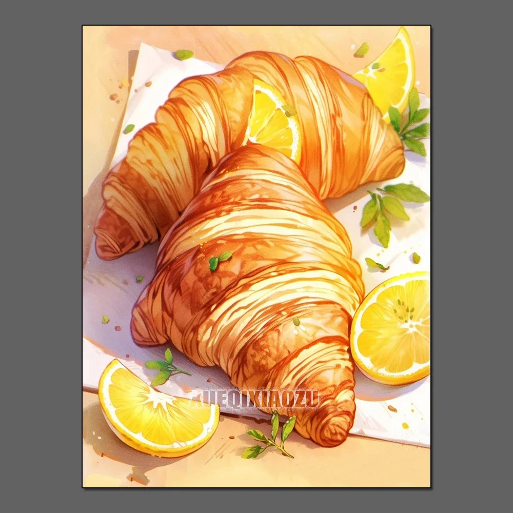 thumbnail image 1 of Pintura de diamantes con forma de pan y comida, decoración de cocina y restaurante, bricolaje, figura de postre con diamantes de imitación, conjunto de punto de cruz, regalo, 1 of 5