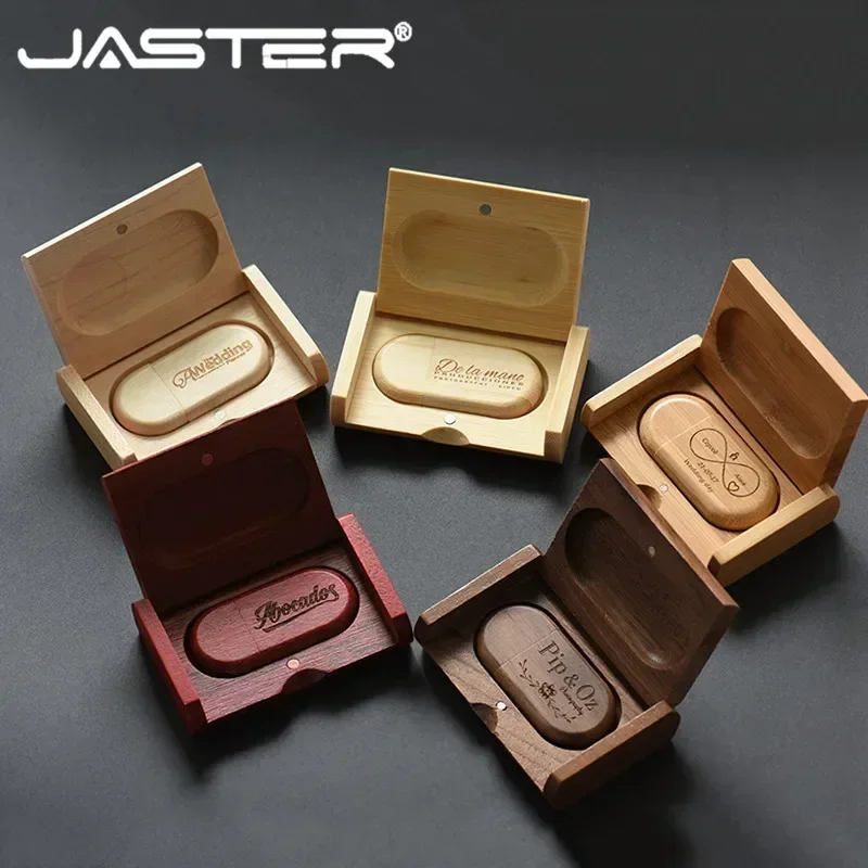 Jaster-caixa de Madeira Usb Flash Drive Memory Stick Pendrive de Madeira Presente de Casamento Logotipo Livre Logotipo Pessoal Disco u 128gb 64gb 32gb - Imagem 3