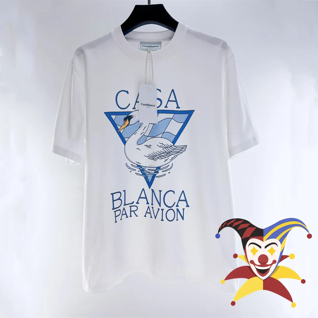 

Casablanca T Shirt Men Women 1:1 Best Quality Swan Print Short Sleeve Tees