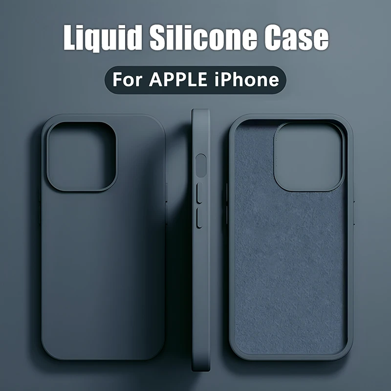 Luxury Liquid Silicone Phone Case For APPLE iPhone 11 13 12 14 15 Pro Max Cases For iPhone 15 Plus Shockproof Protective Cover