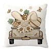 4PCS Easter Pillowcase Farmhouse Home Decor Cushion Cover Cute Bunny Eggs Printed Linen Back Cushion Cover Happy Easter Decor 3