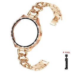 Elegant Bling Case with Metal Chain Strap & Screen Protector - Galaxy Watch 4 40mm (Rose Gold)