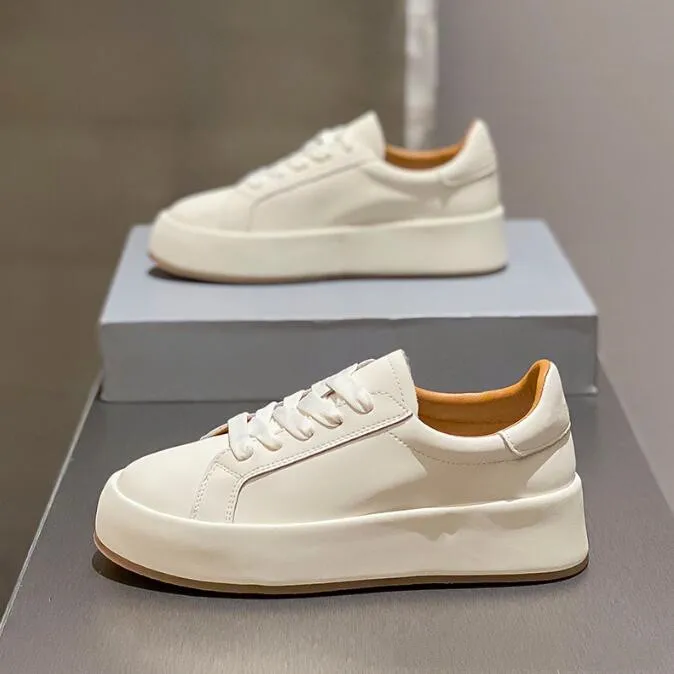 

Genuine Leather Casual Sneakers for Women Spring Summer Shoes Ladies Vulcanized Shoes Platform White Shoes