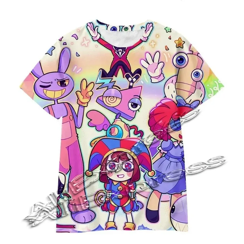 the Amazing Digital Circus Unisex Short Sleeve T-Shirt Summer Cartoon Top for Boys Girls Kids Fashion Circus Theme Shirt