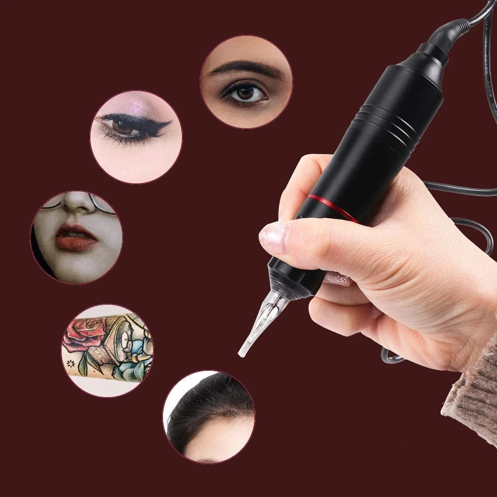 Kit professionale per macchinetta per tatuaggi Set di penne per tatuaggi rotanti con aghi per cartuccia Alimentatore Kit per principianti di tatuaggi per trucco permanente - immagine 6