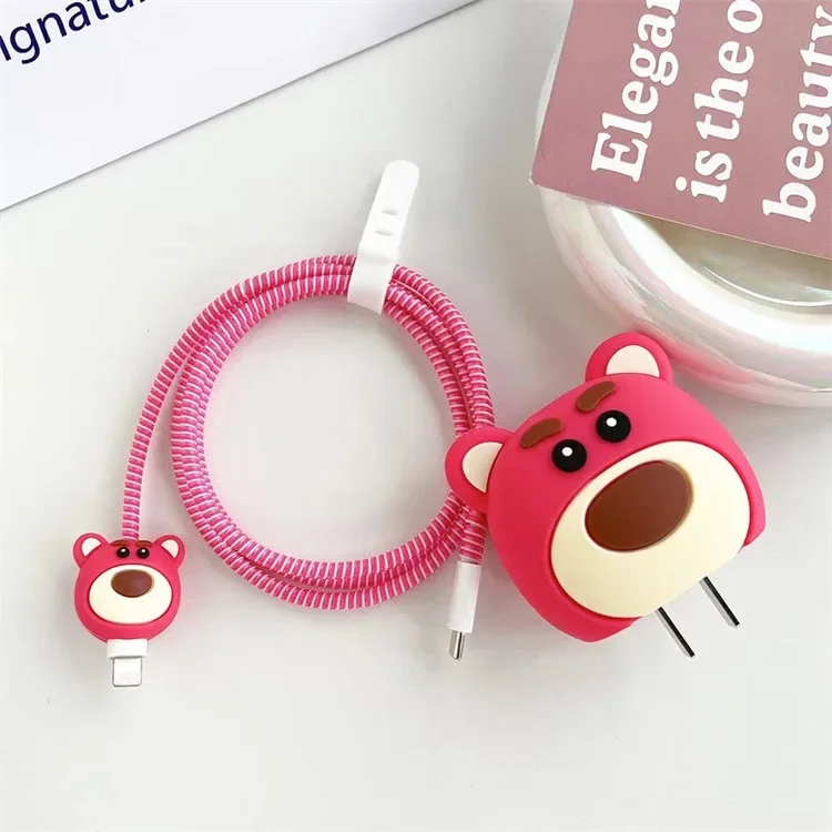 ตัวเลือกสินค้า เคสกันสายชาร์จลายการ์ตูน 3 มิติ สำหรับ iPhone 15/14 พร้อมที่เก็บสาย