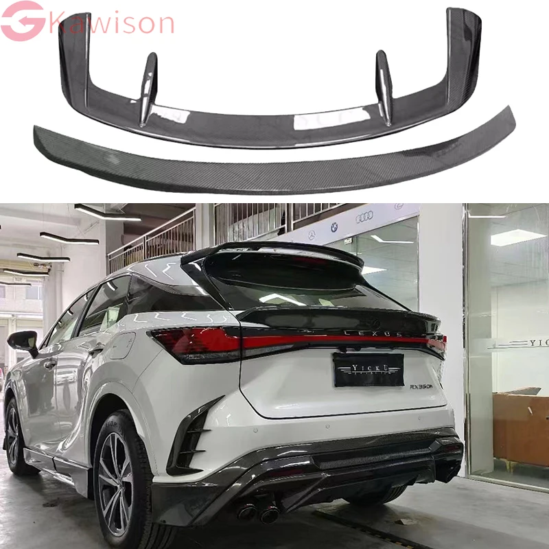 

For Lexus RX 350 450 500 Black Carbon Fiber Trunk Lid TRD Center Wing Car Spoiler Decoration 2023 Accessory Modification FRP