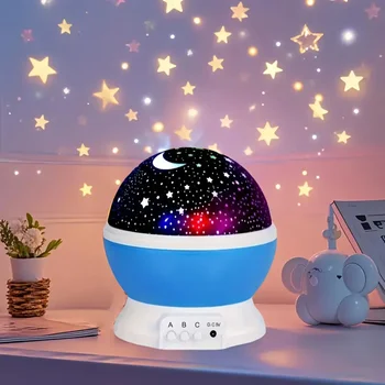 USB powered starry night light projector with moon and stars -360 ° rotatable, 9 color modes 3