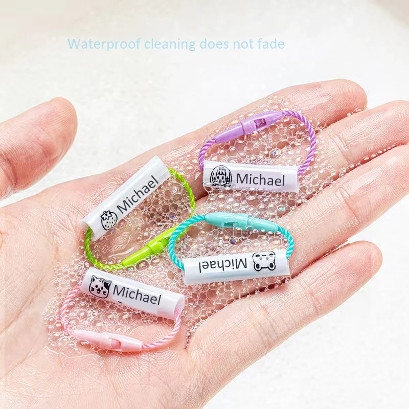 Name Stickers Waterproof Hang Tag Rope Baby Circle For Kids Name Ring Pendant Baby Shoes Schoolbag Cup Clothes