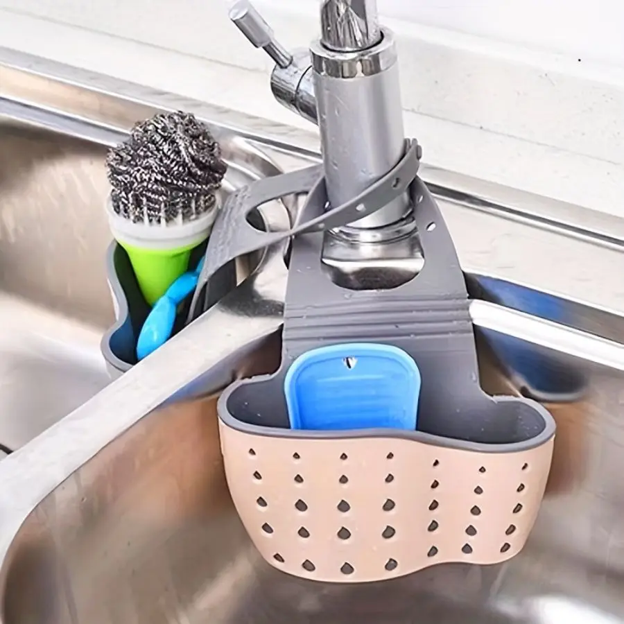 Adjustable Kitchen Sink Organizer Set: Includes Soap Sponge Holder And Hanging Drainage Bag for Kitchen Accessories