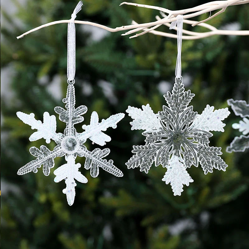 Shiny Icicle Ice Cone Snowflake Christmas Decoration Xmas Tree Hanging Ornaments Fake Snowflake Elsa Party Decors Winter Navidad