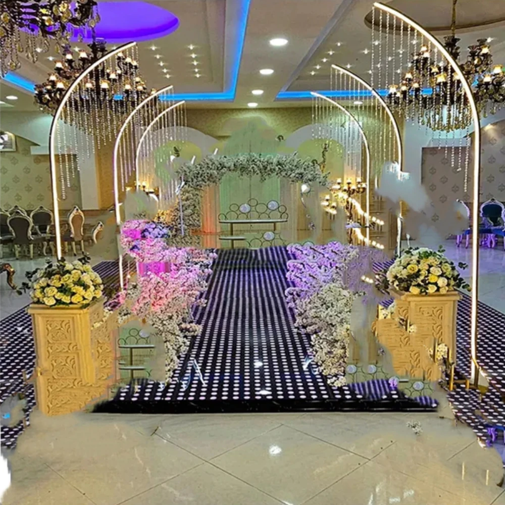 6pcs)H170cm no light) acrylic bead wedding backdrop decoration for Wedding Geometric Metal tall wedding backdrop Flower Stands