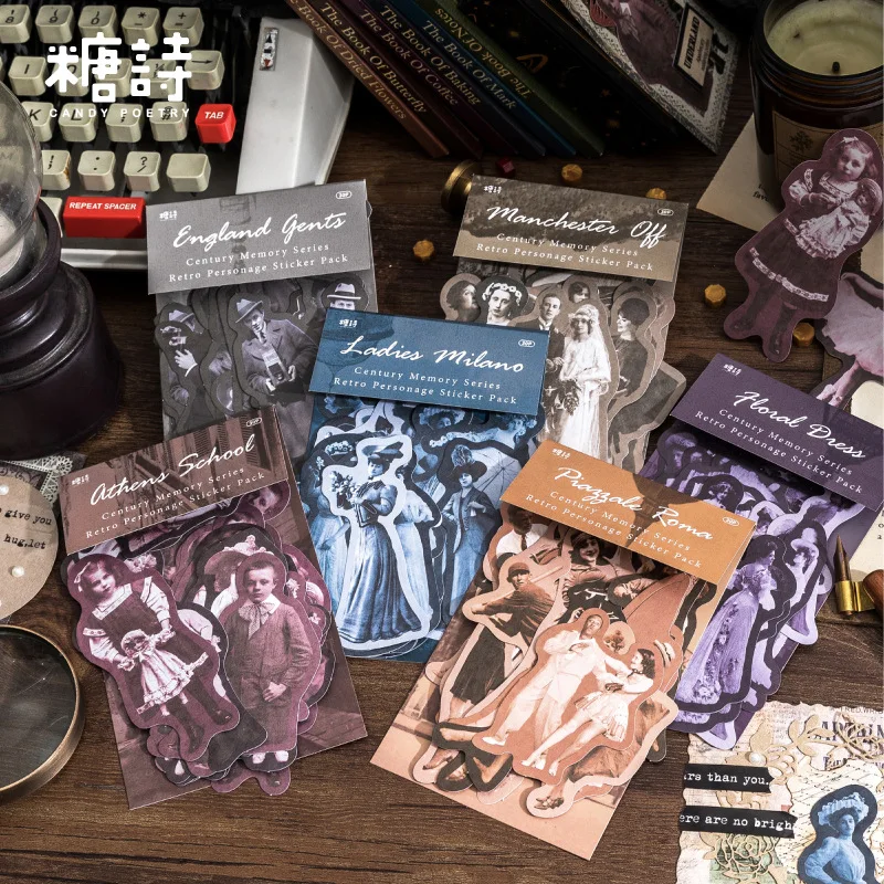 Vintage European Characters Stickers 30pcs Pack Collage Junk Journal Planner Paper Doll Stickers Album Scrapbooking Material