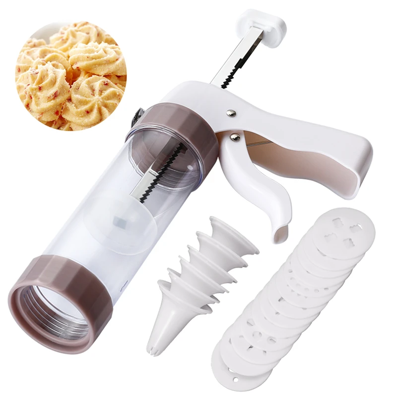 Cookie Press Icing Kit Cookie Cutter Mold Gun DIY Pastry Syringe Extruder Nozzles Piping Cream Biscuit Maker Cake Tools_voghion.com