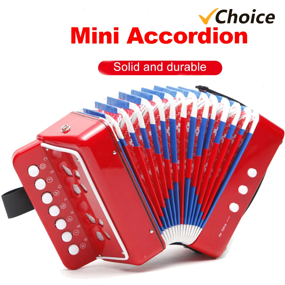 Accordion Instrument 7 Keys 2 Bass Small Accordion Educational Musical Instrument Christmas Birthday Gift Toddlers Beginners