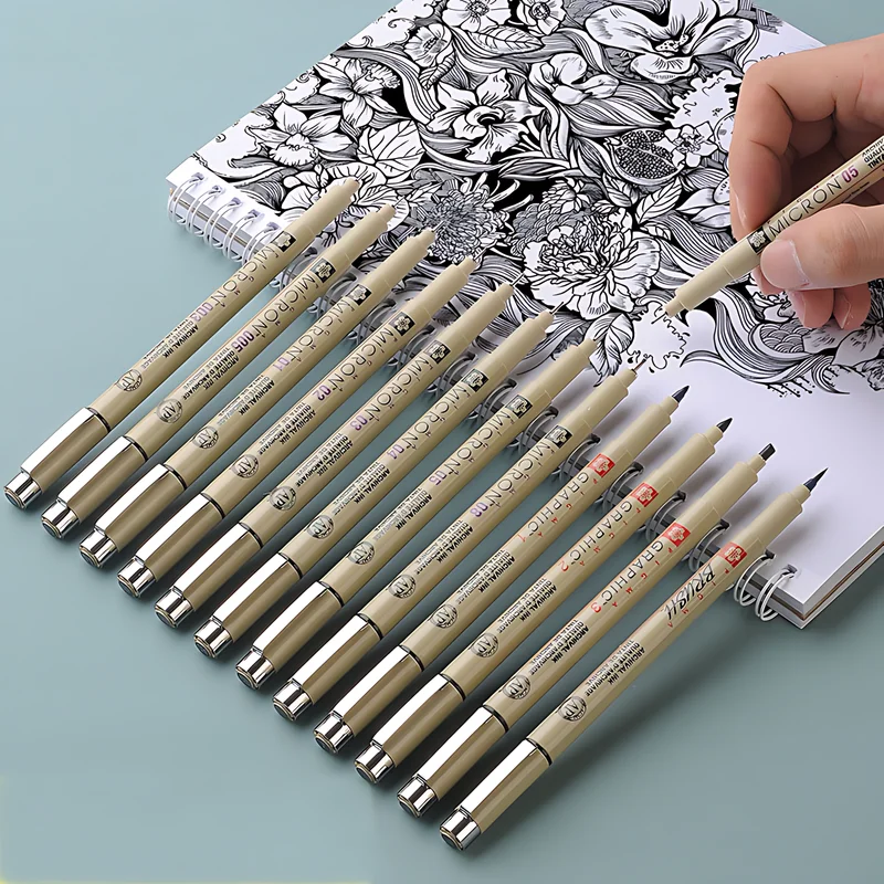 Micron Pen Anime Art Sakura 12PCS Art Hand-painted Anime Sketch