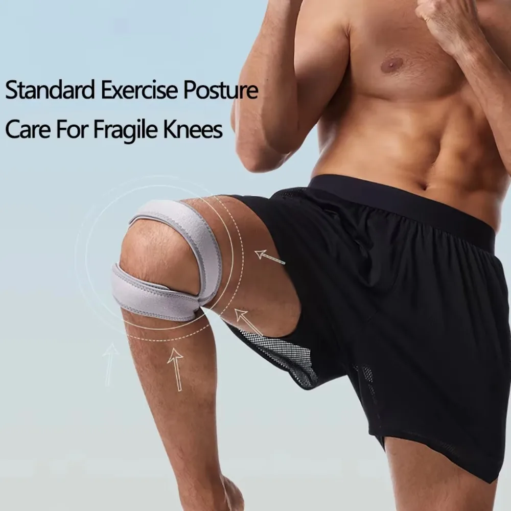 1/2Pcs Adjustable Sports Kneepad Double Patellar Knee Patella Tendon Support Strap Brace Pad ProtectorOpen Knee Wrap Strap Band