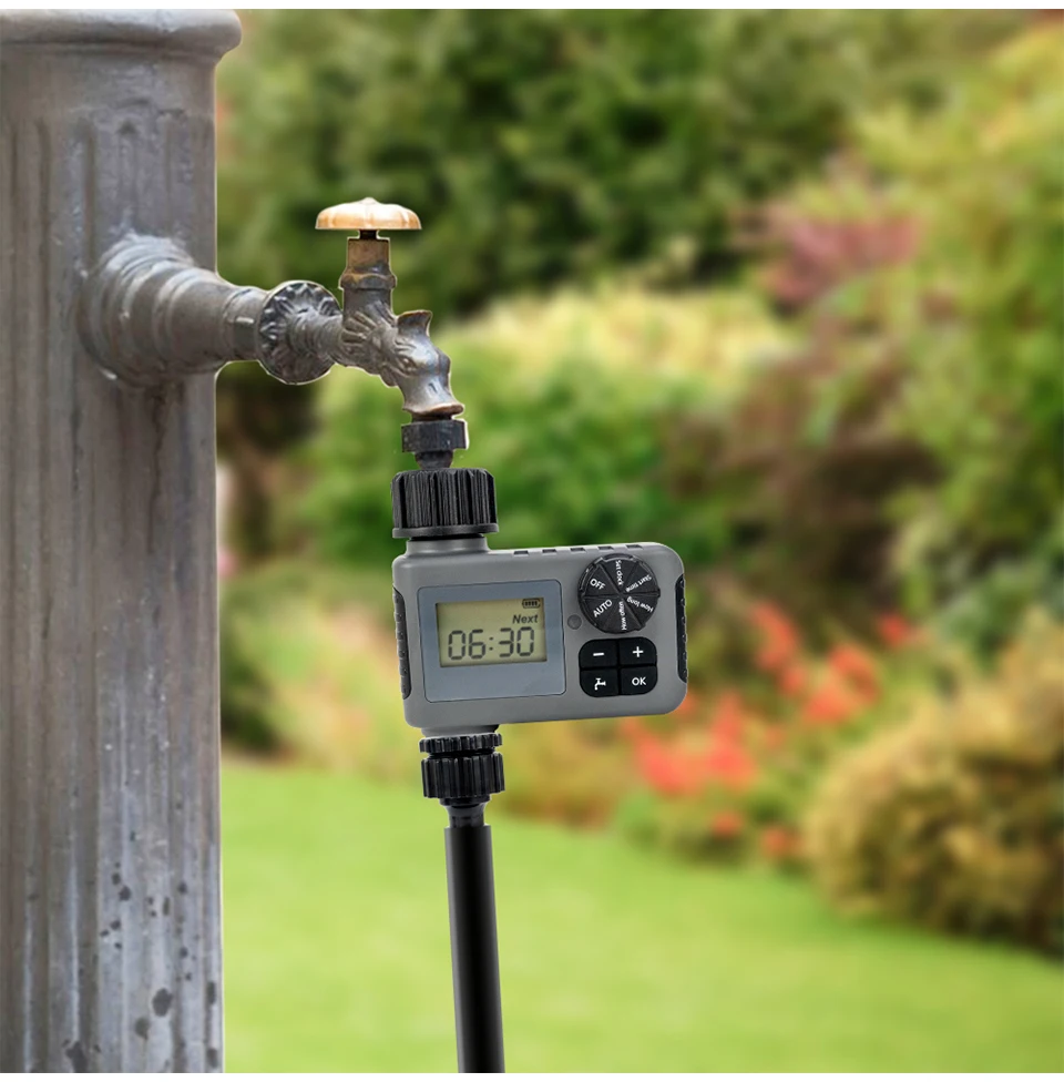 Smart Outdoor Automatic Watering System Adjustable Timer LCD Display IP55 Rated for Garden Lawn & Greenhouse Precise Irrigation