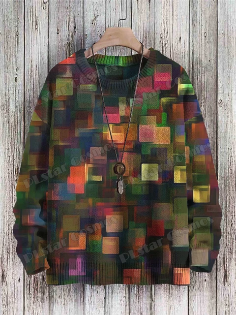 Winter Unisex Casual Knit Pullover Sweater Rainbow Colors