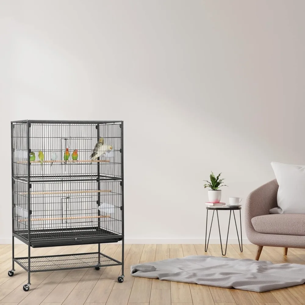 52-inch Wrought Steel Standing Large Flight King Bird Cage for Cockatiels African Grey Quaker Sun Parakeets