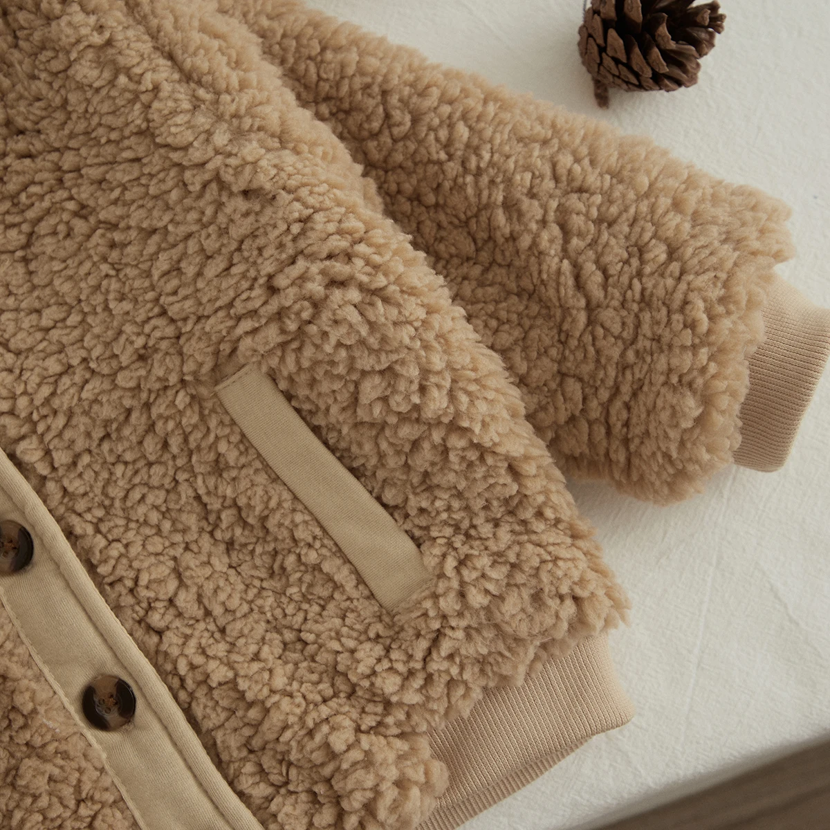 VISgogo Baby Girls Boys Autumn Winter Coat Patchwork Long Sleeve Button-Down Lamb Fleece Jacket Warm Outerwear