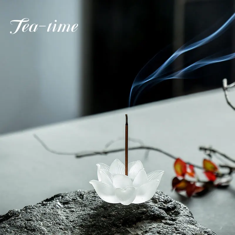 

Exquisite Ancient Method Glass Incense Sticks Handmade Lotus Wire Incense Burner Art Home Decoration Incense Seat Christmas Gift