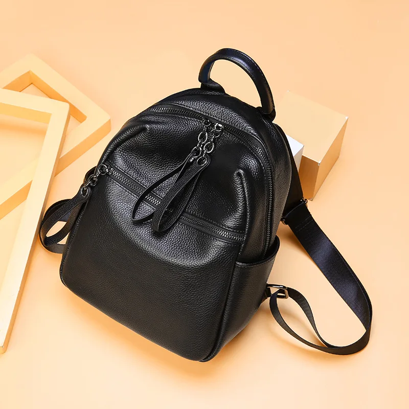 Korean Style Fashion Genuine Leather Backpack Large Capacity College Wind Travel Bag