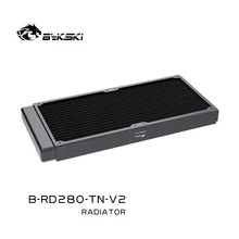

BYKSKI 28mm Thick Copper + Brass 280mm Computer Water Discharge Liquid Heat Exchanger Metal Radiator for 140mm Fans G1/4''