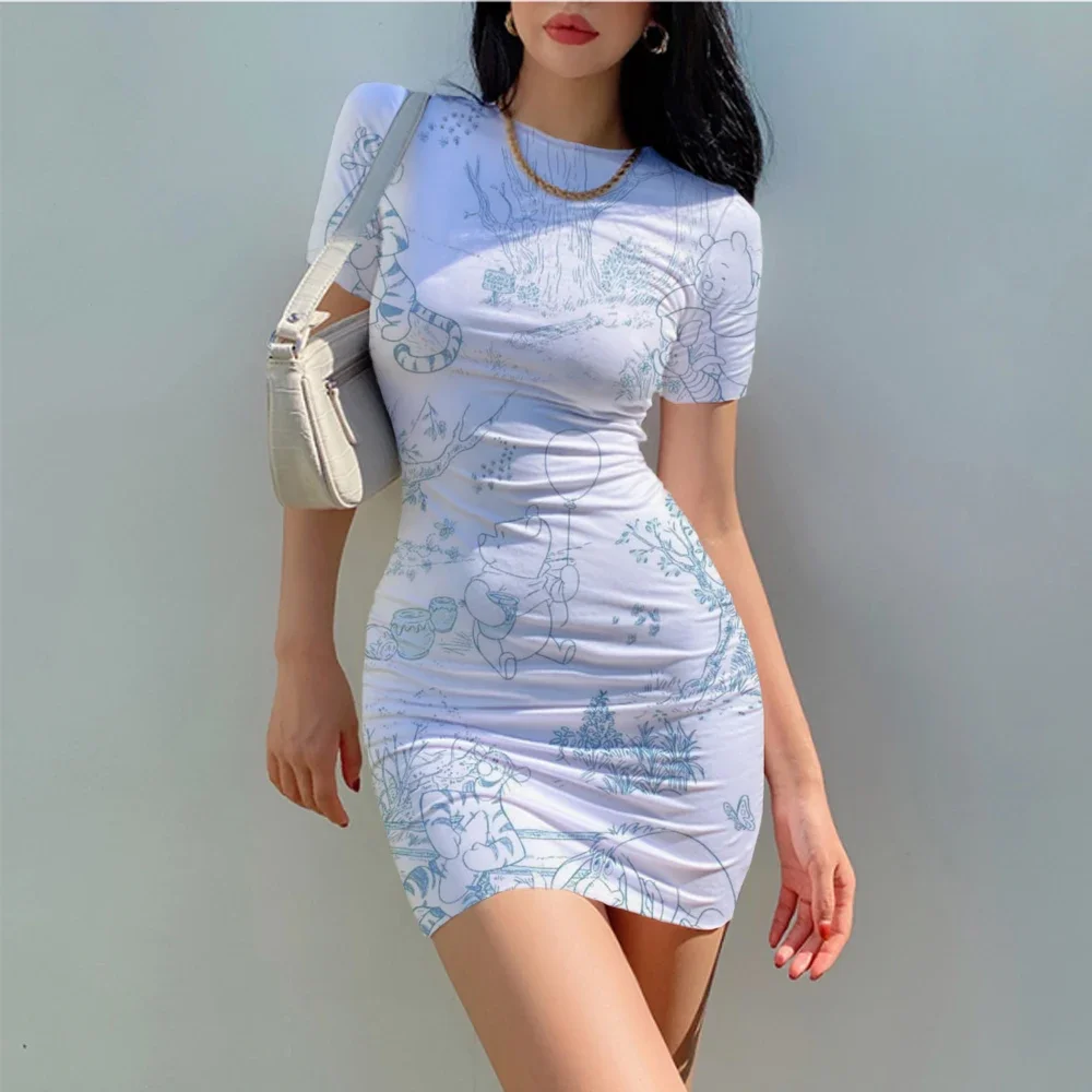 Disney Winnie the Pooh Bodycon Summer Dresses For Women Fashion Club Partywear Outfits Sexy Skinny Mini Dress Casual home clothe 6