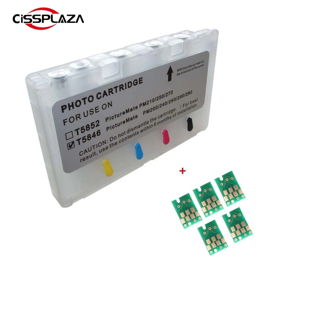 CISSPLAZA t5846 Refillable ink cartridge compatible for Epson PictureMate 200 pm240 pm260 pm280 pm290 with one time chip printer supplies ink cartridge inkjet ink cartridge