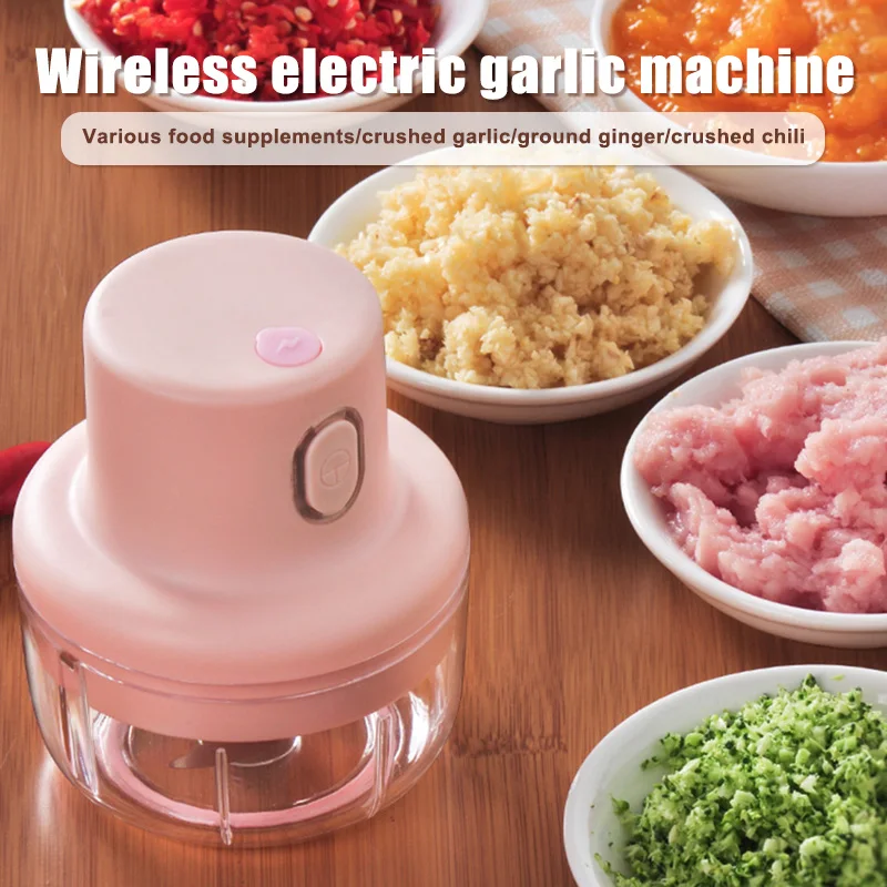 100ml/250ml Wireless Mini Electric Garlic Food Chopper Ginger Vegetable  Crusher Cutter Food Blender Processor