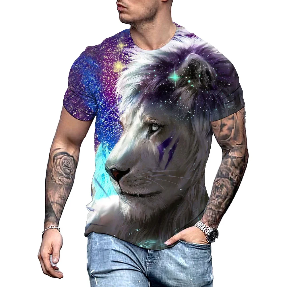 

2024 Hip Hop Lion 3D Printed Men's T-shirt Harajuku Oversized T-shirt Casual O Collar Pullover Retro Short Sleeve Free Shipping