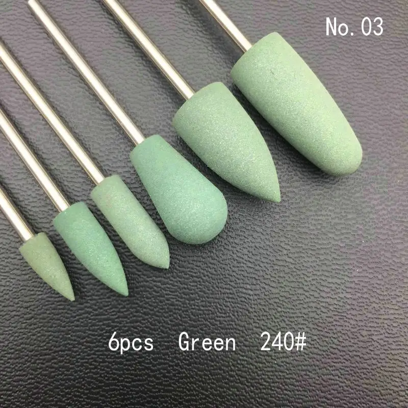 6-Piece Rubber Silicone Nail Drill Bit Set for Manicure and Polishing
