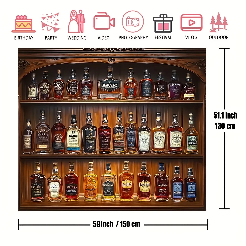 1 Stück Retro-Weinschrank-Wandbild aus Holz – 100 % Polyesterfaser, Dekoration im Retro-Stil, Weinkeller-Dekoration – Detail 10