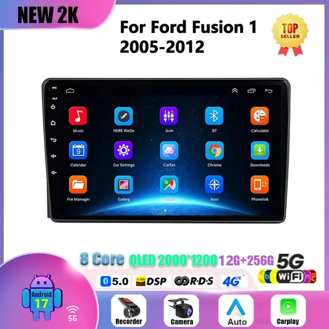 Autoradio multimédia Android 17 pour Ford Fusion 1 2005-2012, navigation GPS, 4G WIFI, Carplay, unité centrale stéréo 2 Din, Auto 1