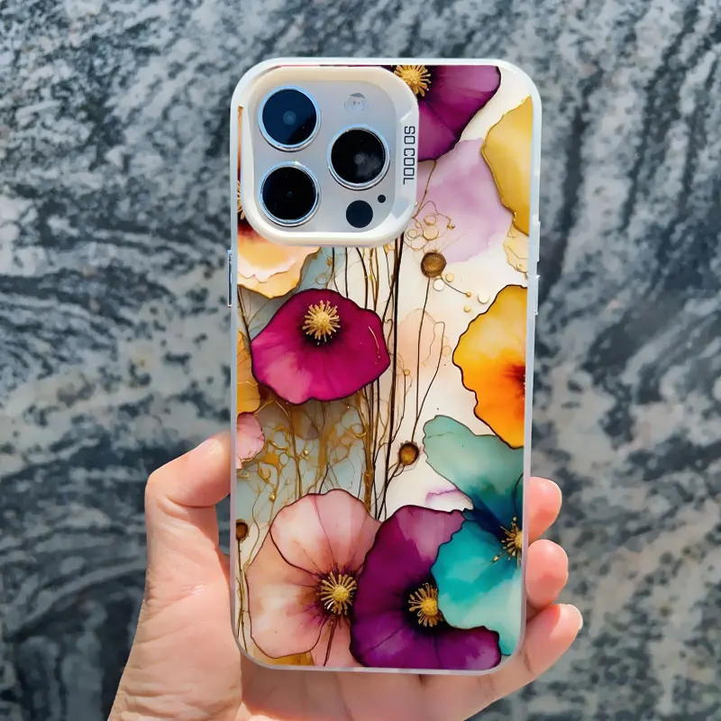 Bunte Blumen-Laser-Handyhülle für iPhone 17 16 15 Pro Max 14 13 11 12 Pro Max 13 Mini 15 14 Plus Stoßfeste Schutzhüllen – Detail 2