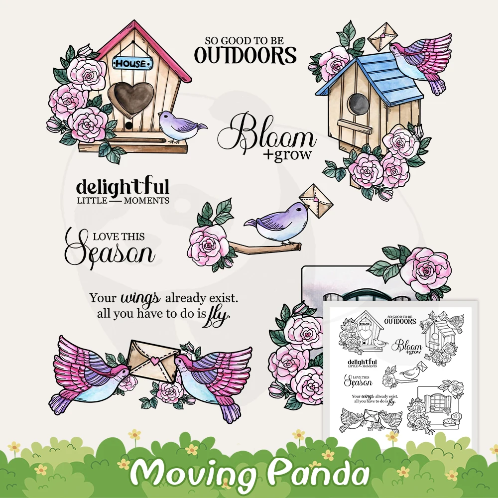 

Spring Flowers Birds Nest Letters Clear Stamps DIY Scrapbooking Supplies Silicone Stamp For Card Making Albums Crafts Decor