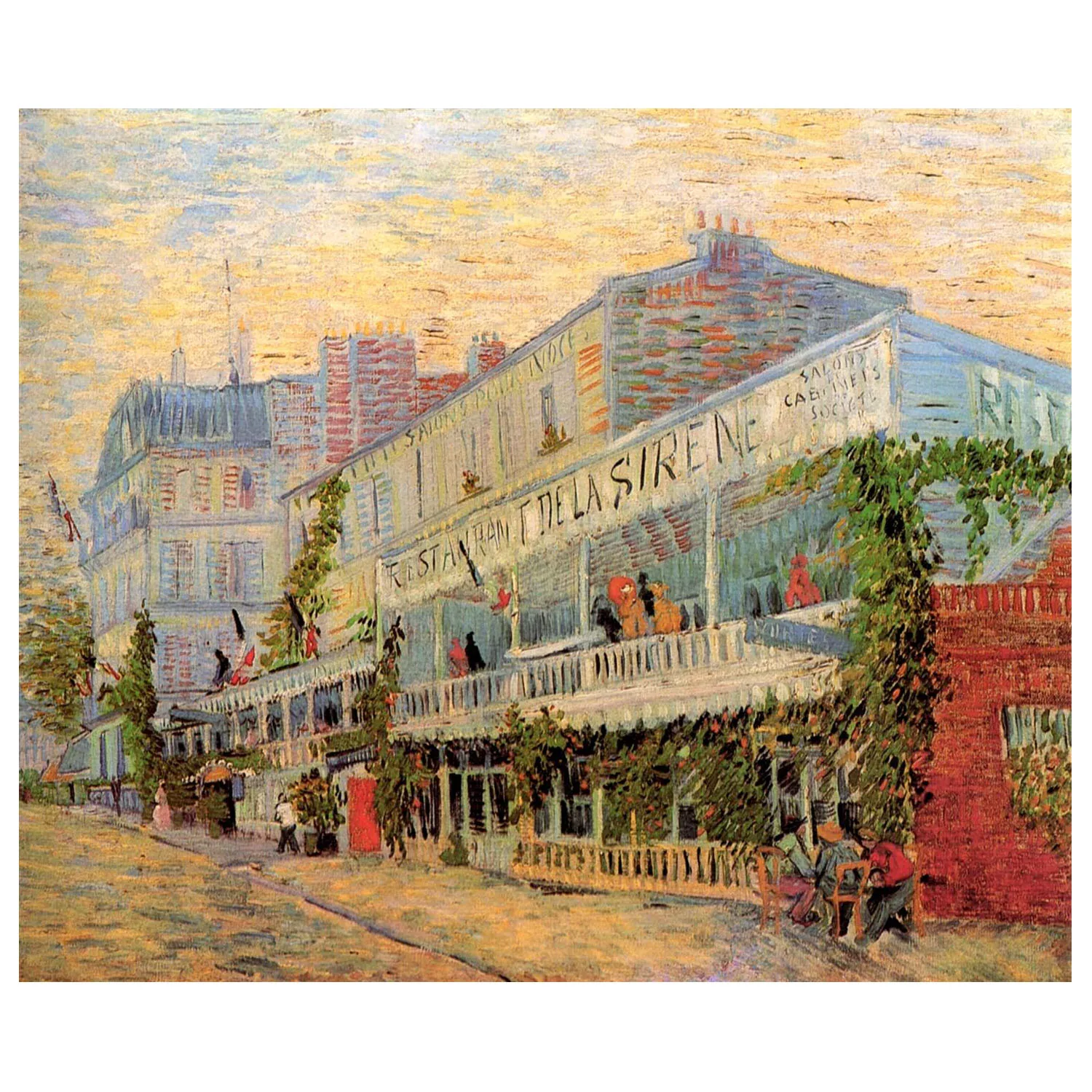 

Hand painted Van Gogh oil painting reproduction of Restaurant de la Sirene at Asnieres Modern cityscape painting home wall art