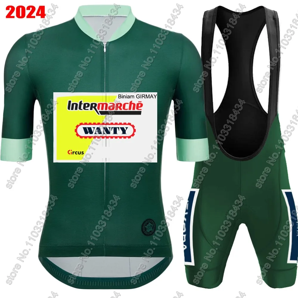 Фото Джерси для велоспорта Wanty, комплект лета 2024, зеленая TDF одежда binam GIRMAY для шоссейных велосипедов, комплект рубашек, велосипедные шорты с нагрудником, одежда для горных велосипедов, Майо №1