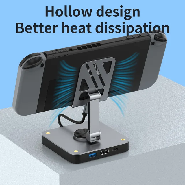 USB C HUB 3 in 1 Type C 2.0 to HDMI 4K60Hz Docking Station USB C Hub with Rotatable Cellphone Stand for Switch, Phone, Laptop 2