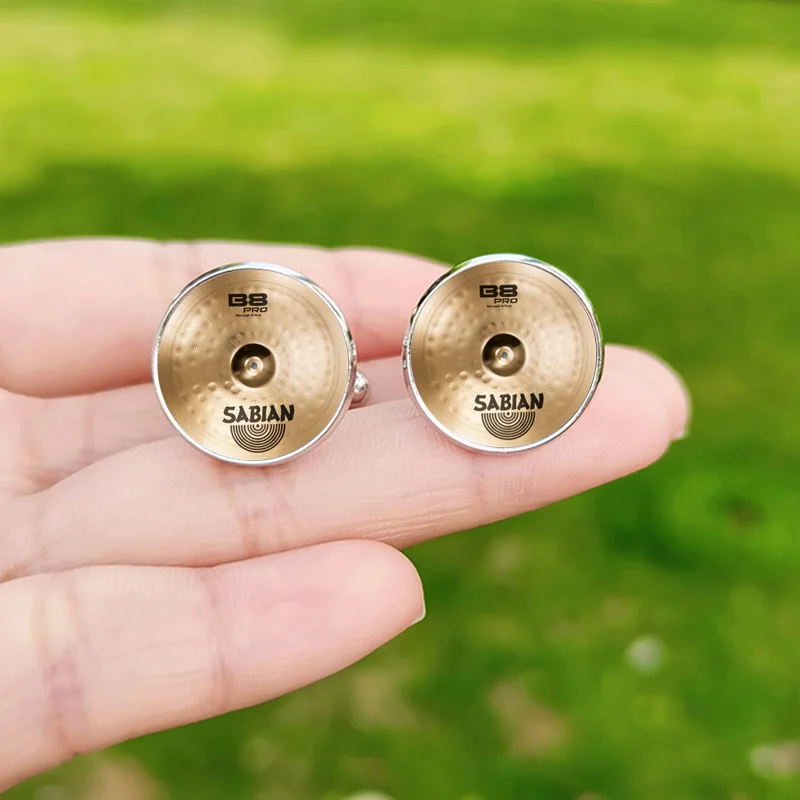 Fashion Drummer Cymbals Cufflinks for Mens High Quality DJ Cymbal